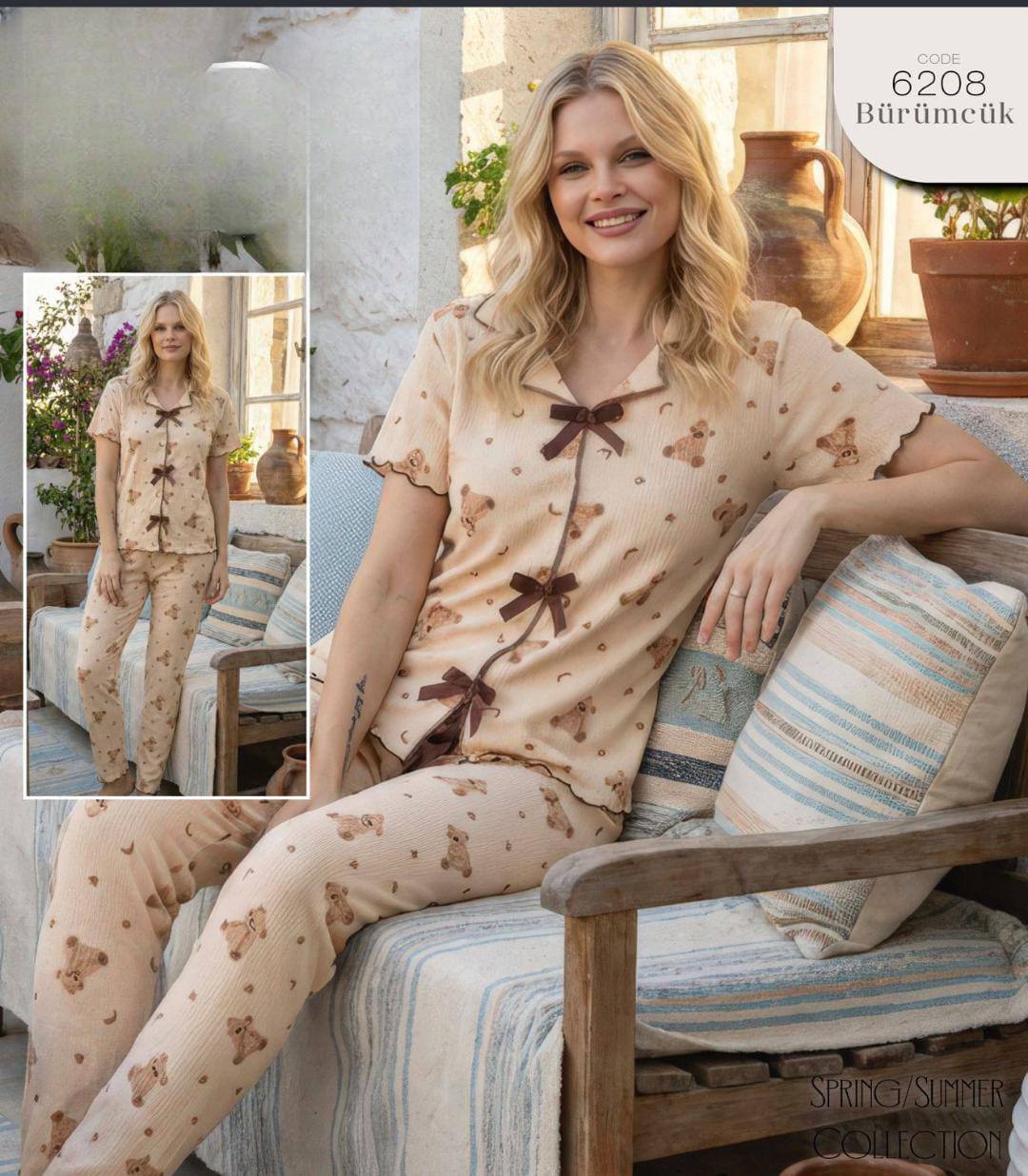 Yazlık Nefes Alan Bürümcük Pijama Takımı